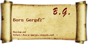 Bors Gergő névjegykártya